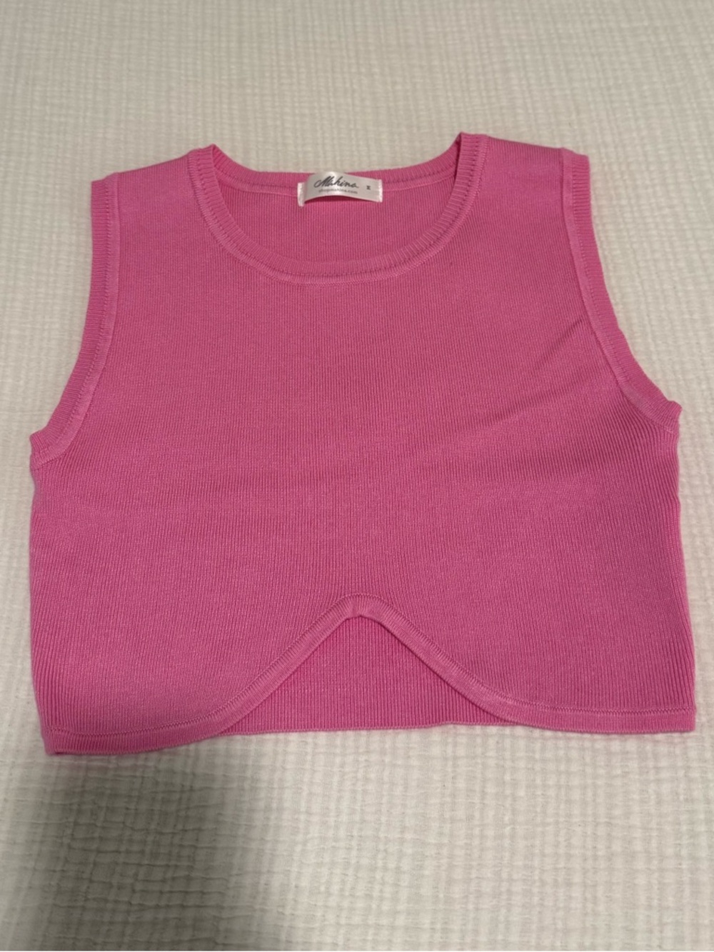 Mahina Bright Pink Sleeveless Crop Tank Top